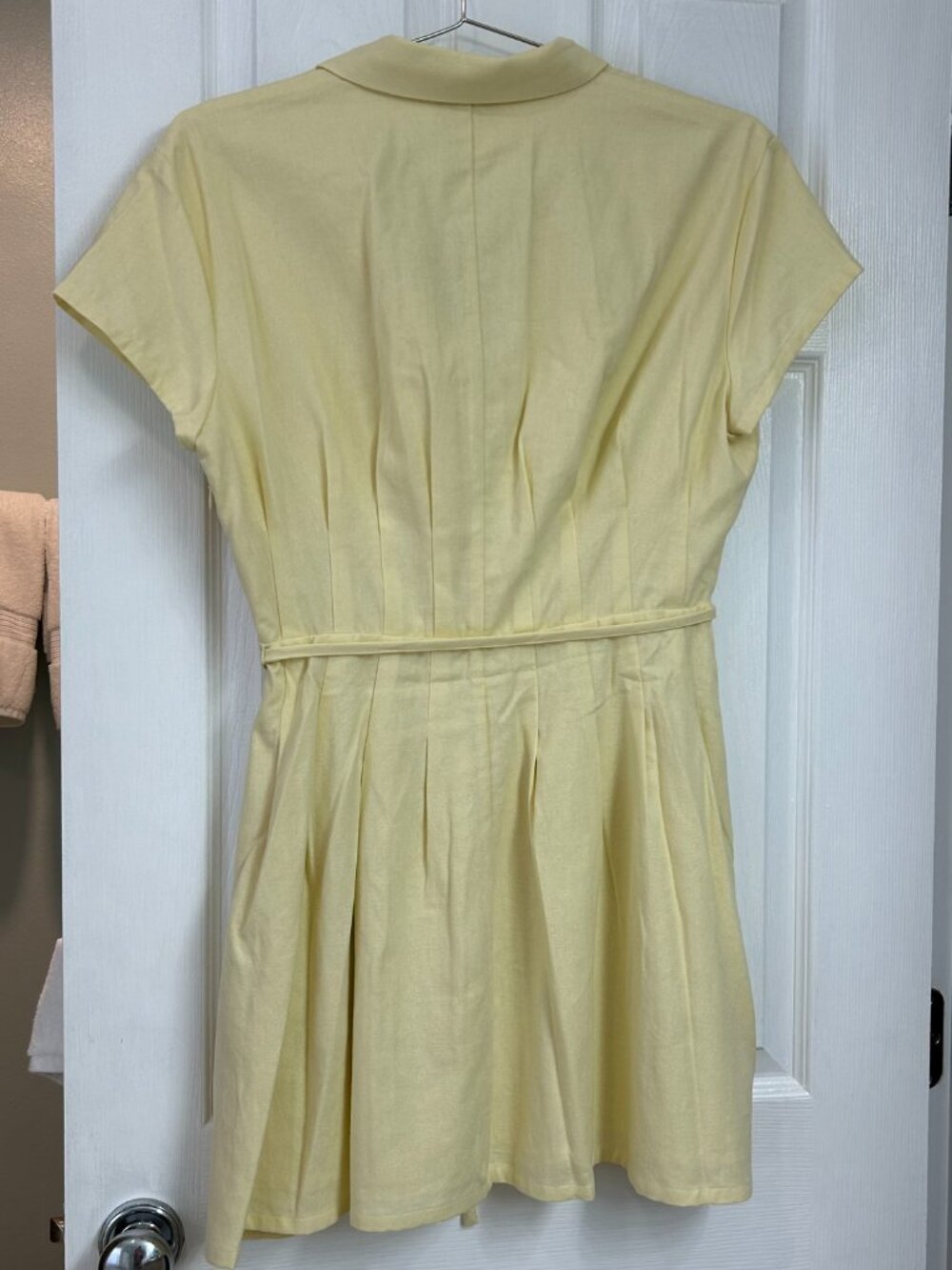 Meshki NWT Aysha Buttoned Linen Mini Dress - Lemon, L - Picture 10 of 15